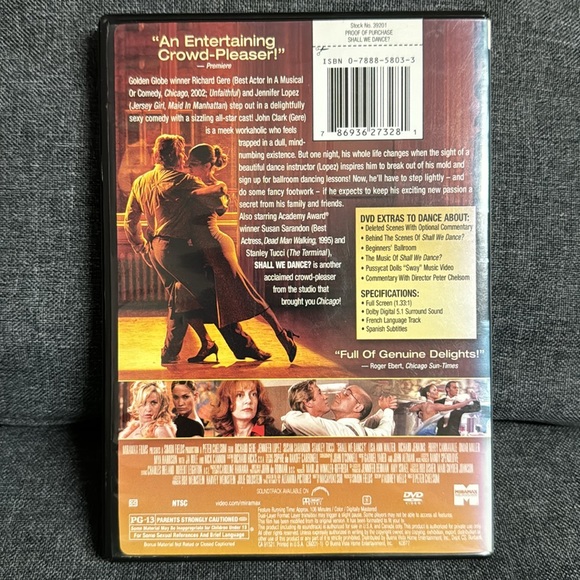 Shall We Dance? DVD Full Screen 2005 Richard Gere Jennifer Lopez Susan Sarandon - Picture 4 of 8